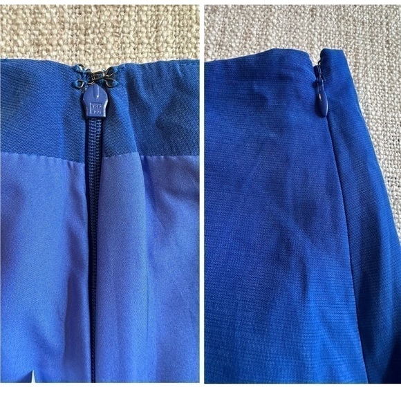 ANN TAYLOR Royal Blue Skirt Rayon Lined Midi Pencil Buttons Soft Women’s 10 - Picture 6 of 13
